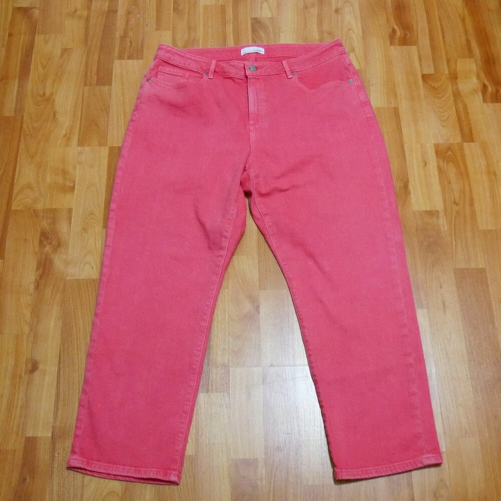 LOFT Jeans Women Size 14 Pink Salmon Coral Soft Denim Cotton Pants High Rise